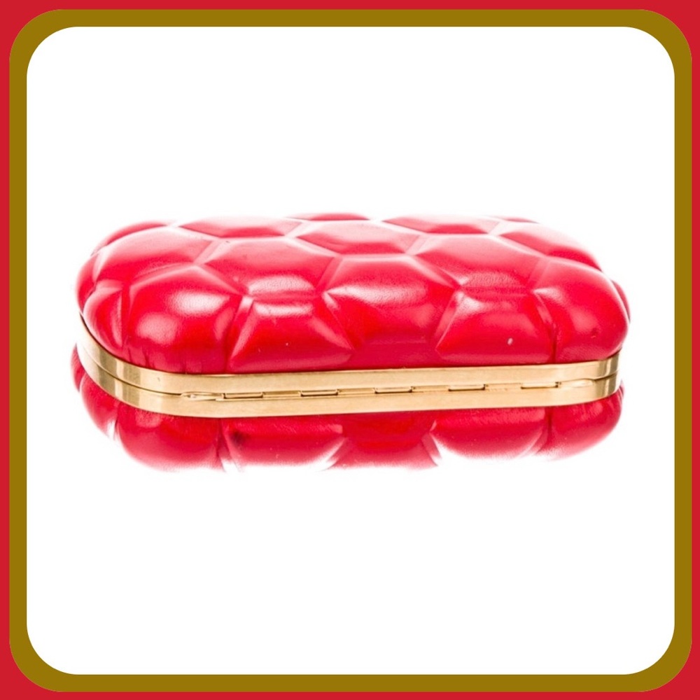 Alexander McQueen Red Geometric Skull Clutch - Picture 6 of 10